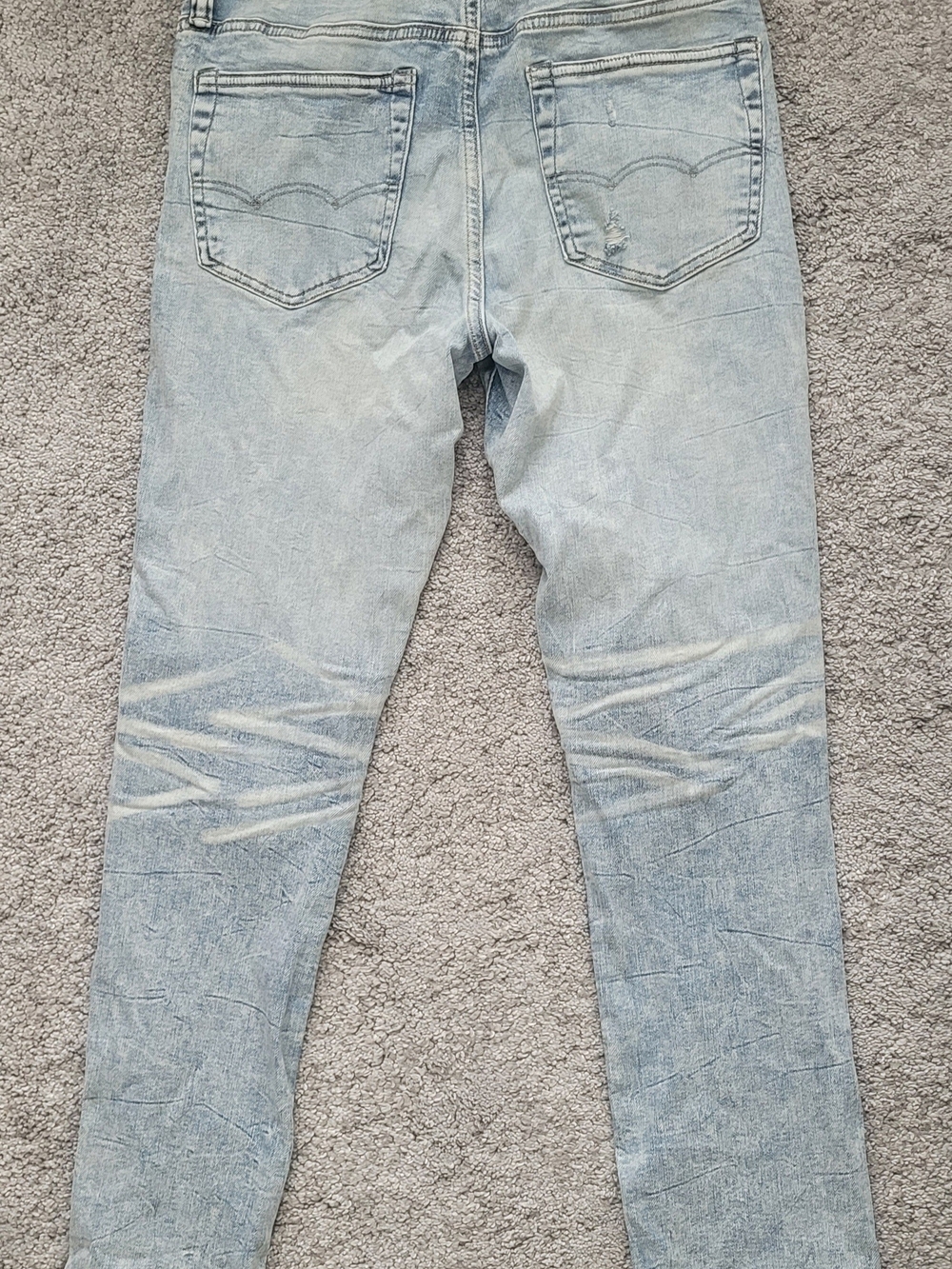 Light Wash Distressed Mens Jeans - Classic Ripped Skinny - Picture 2 of 5